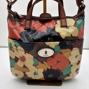 Fossil Key-Per Floral Coated Canvas Crossbody Tote Bag Multicolor Small
